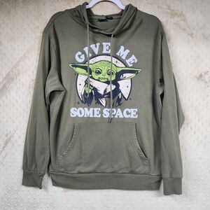 Star Wars Baby Yoda Grogu Mandalorian Olive Green Hoodie Mens Size M
